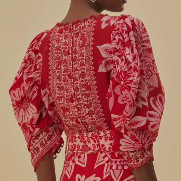 FARM Rio Red Floral Blouse - Picture 2 of 5